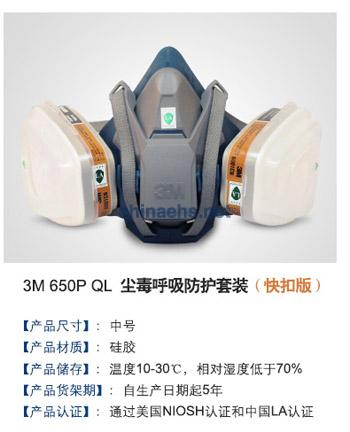 3M 650P/650PQL塵毒呼吸防護套裝